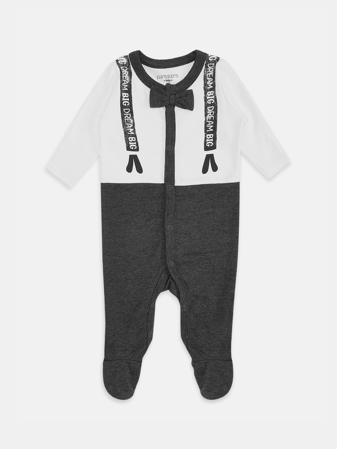 

Pantaloons Baby Infant Kids Printed Cotton Sleepsuit, Grey