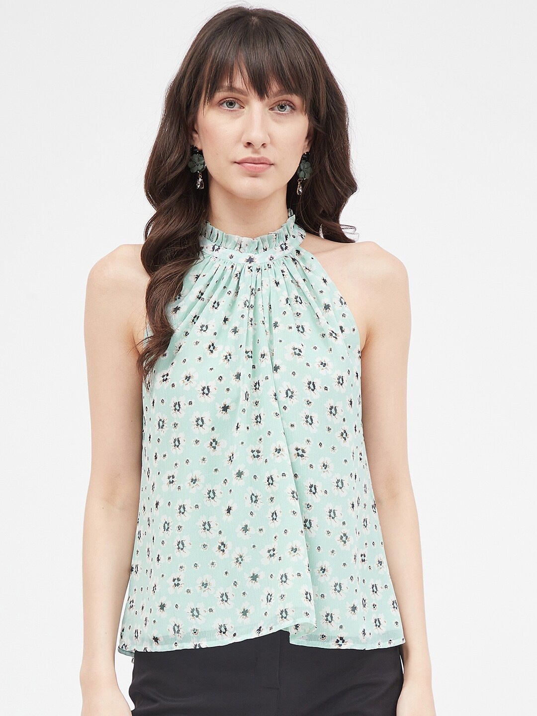 

Kibo Green Floral Print Chiffon Top