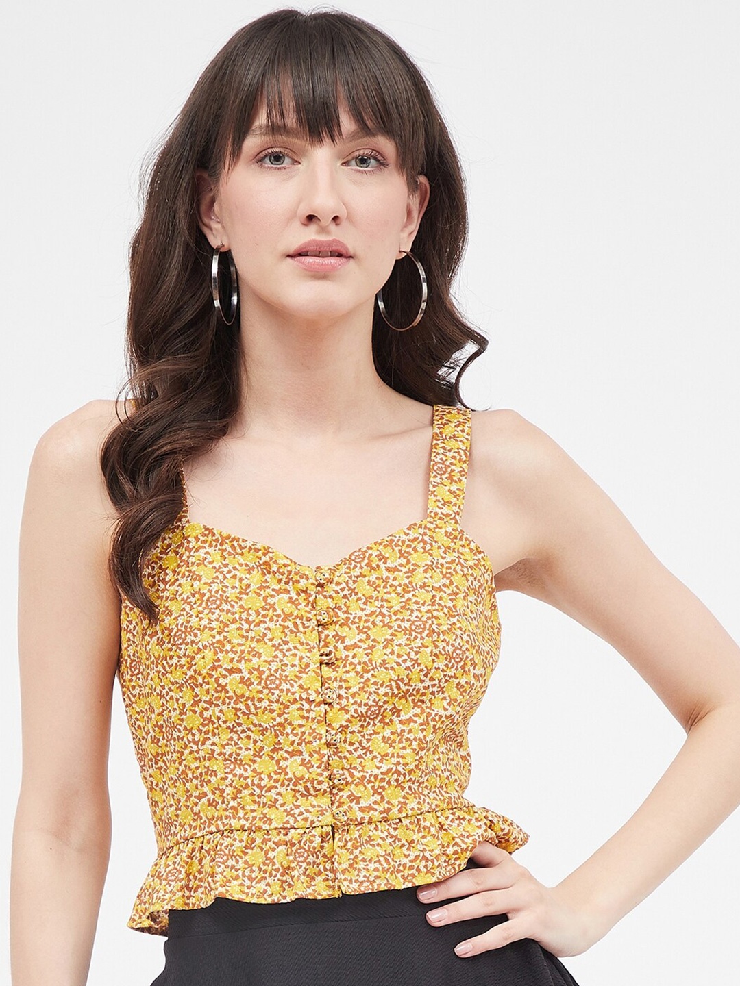 

Kibo Floral Print Crop Top, Yellow