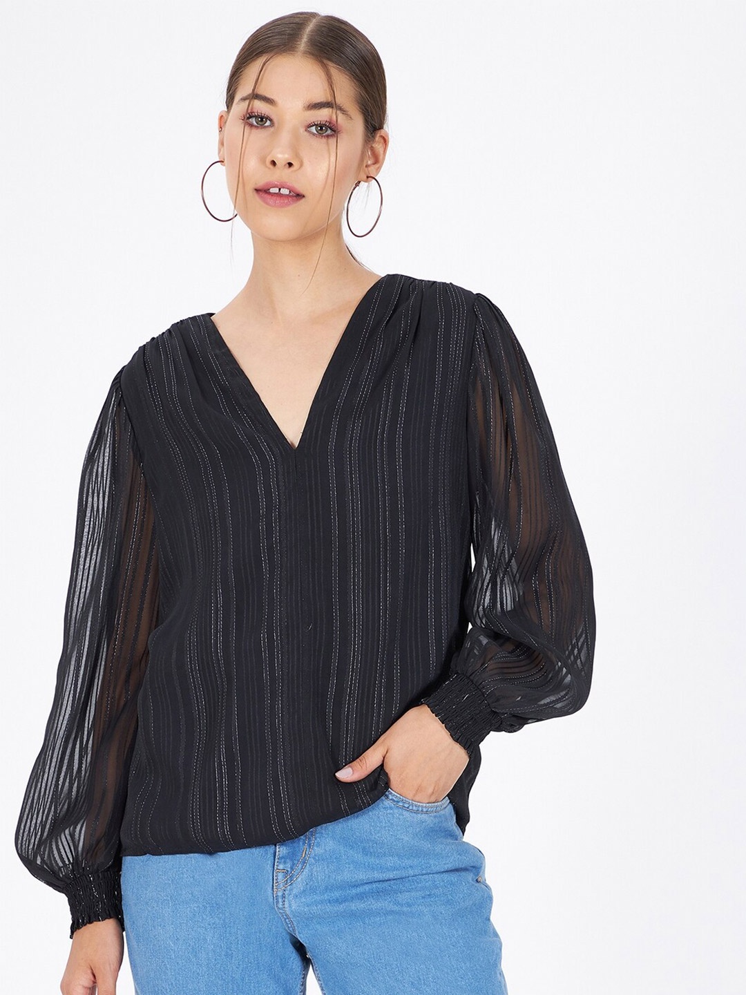 

Kibo Women Chiffon Top, Black