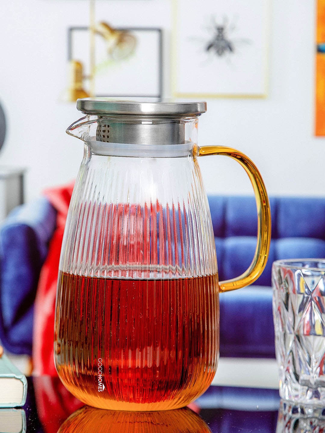 

GOODHOMES Glass Serving Jug with Color Handle, Transparent