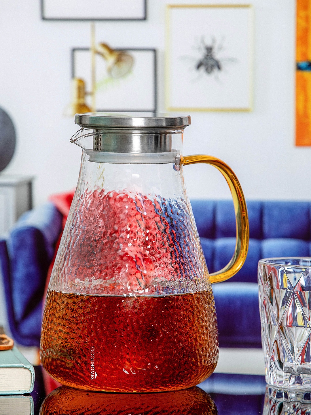 

GOODHOMES Transparent Textured Glass Water Jug 1.6Ltr
