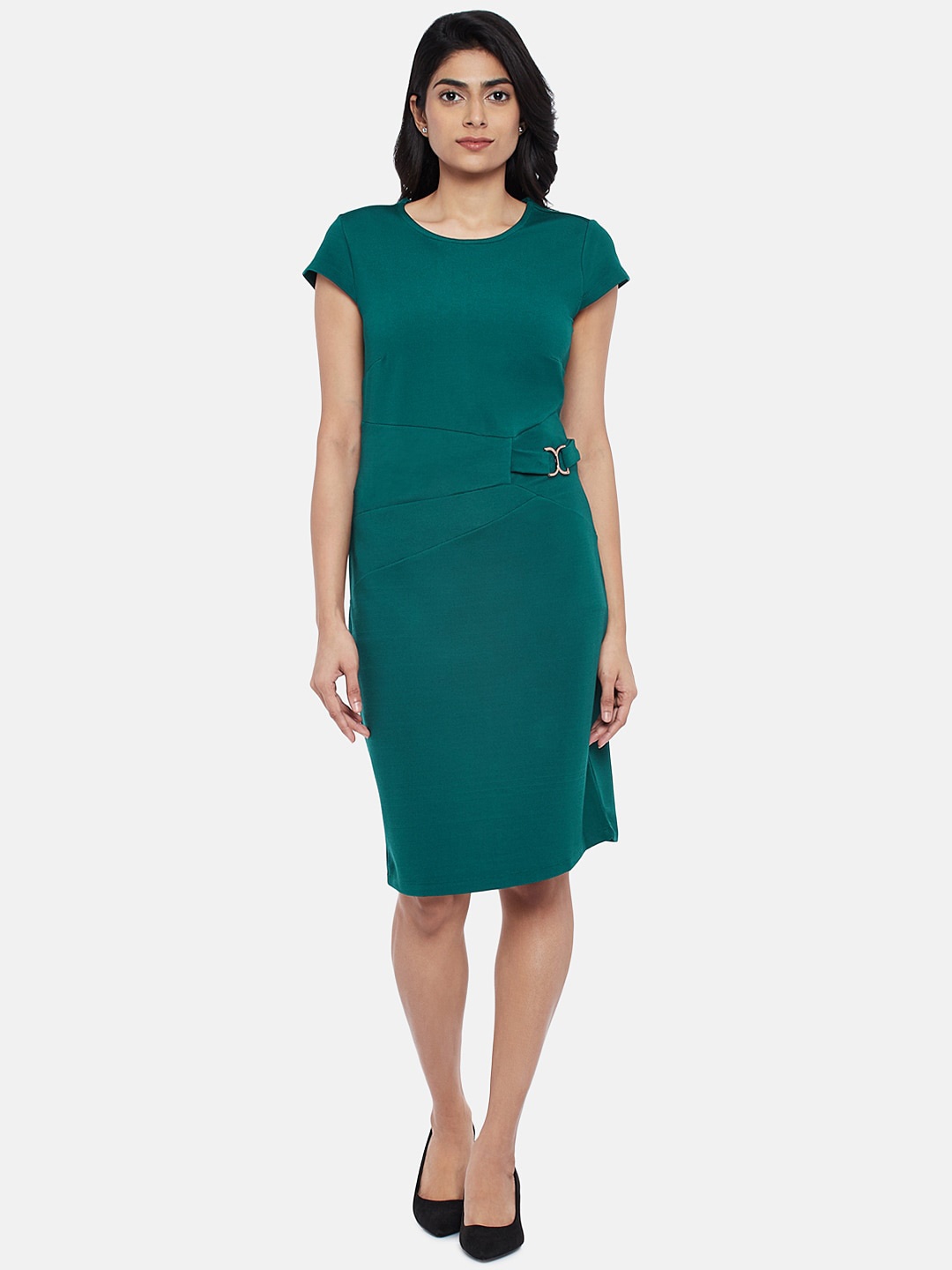 

Annabelle by Pantaloons Round Neck Sheath Dress, Teal