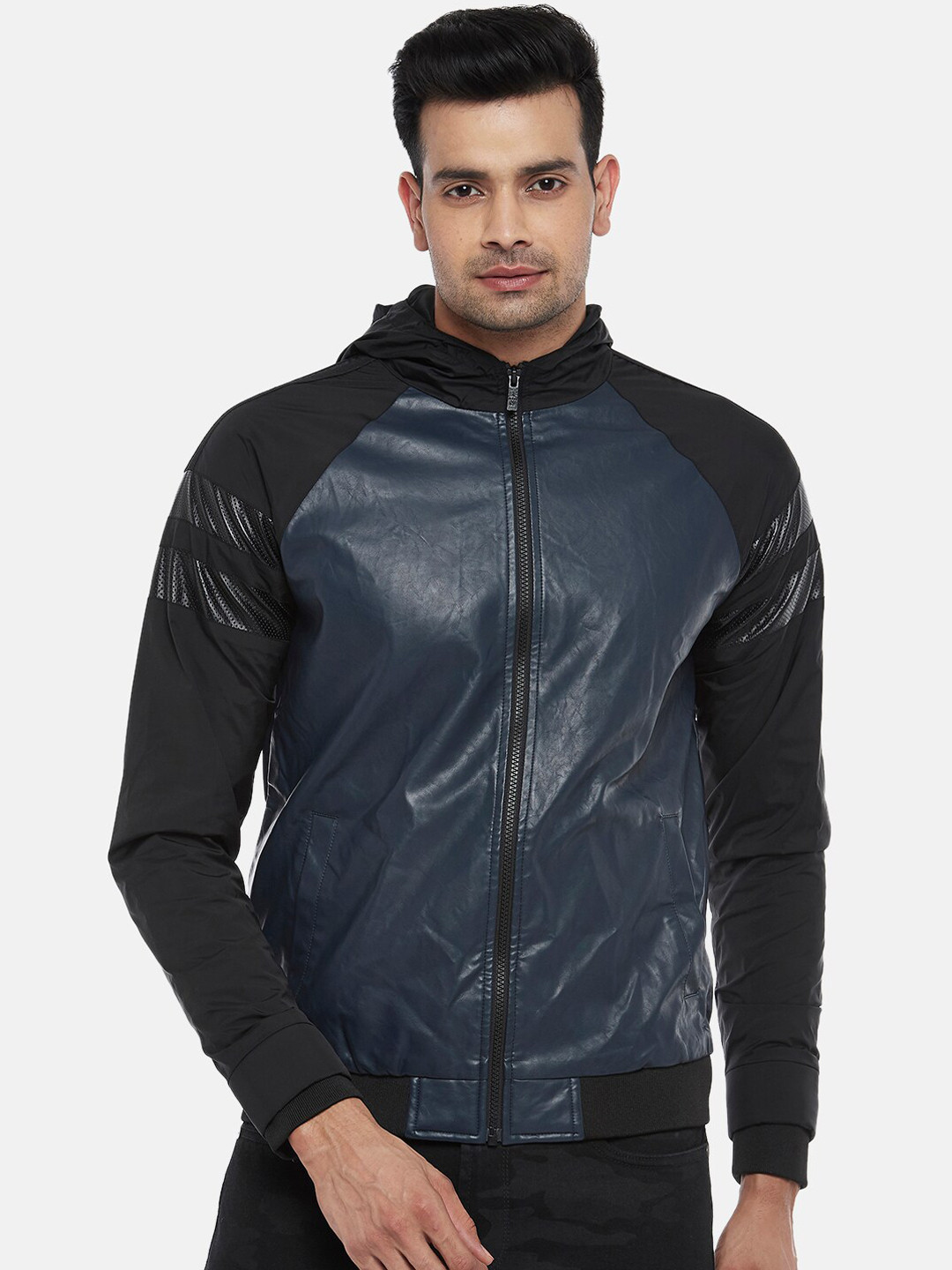 

SF JEANS by Pantaloons Men Colourblocked Bomber Jacket, Navy blue