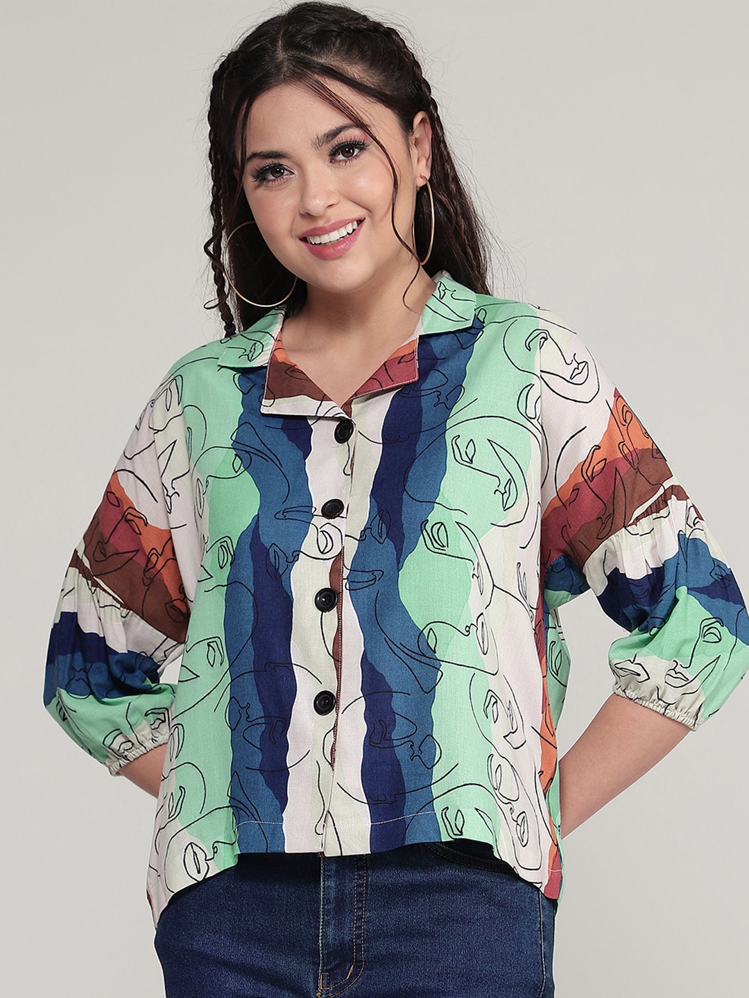 

J Turritopsis Print Shirt Style Top, Blue