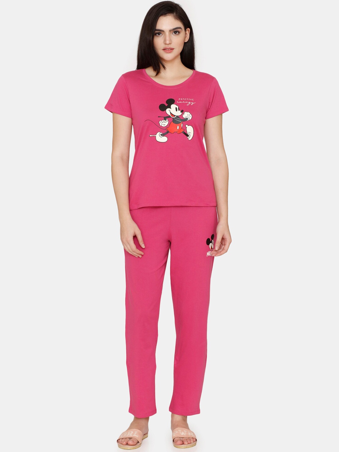 

Zivame Cartoon Characters Printed Pure Cotton Night suit, Pink