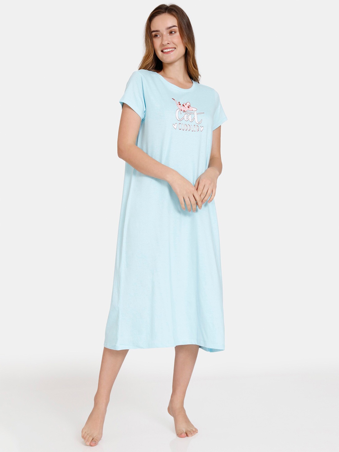 

Zivame Women Pure Cotton Nightdress, Blue