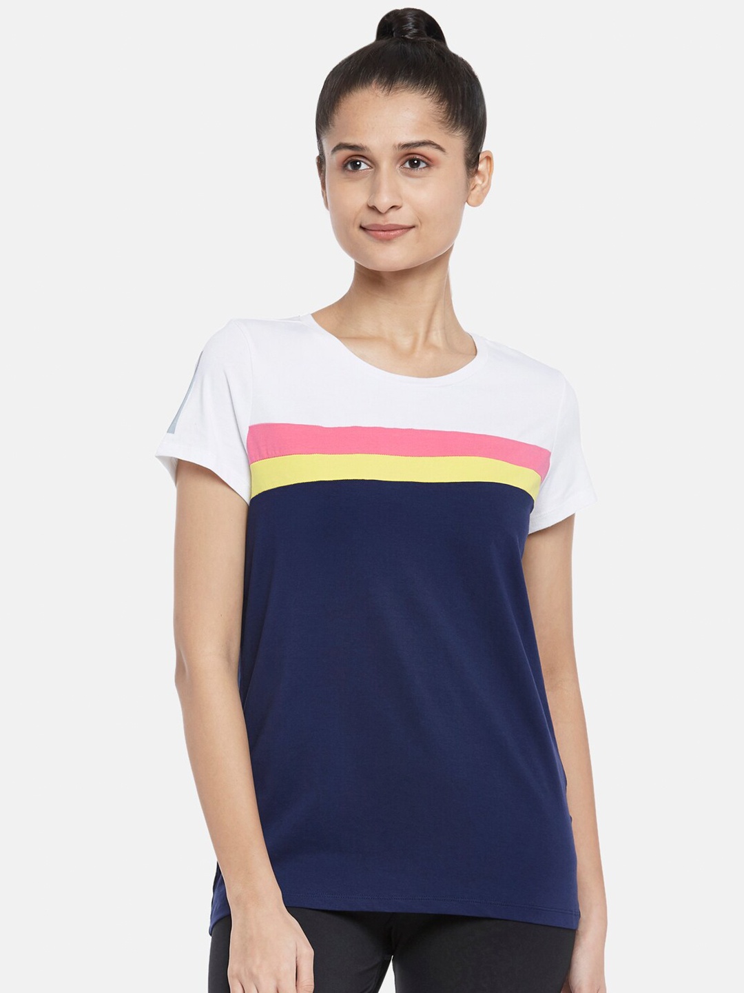 

Ajile by Pantaloons Colourblocked Cotton Top, Navy blue