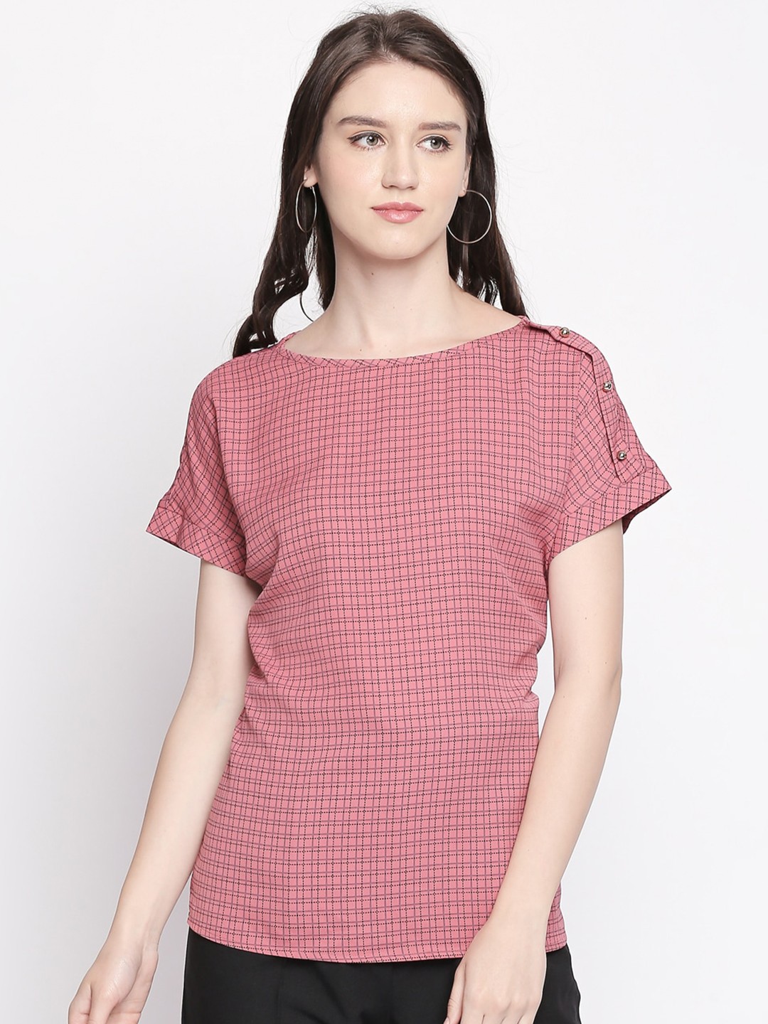

Annabelle by Pantaloons Checked Regular Sleeves Top, Rust