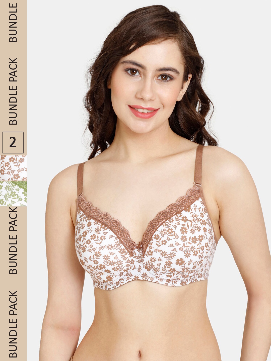 

Rosaline by Zivame Pack Of 2 Floral Heavily Padded Bra, White