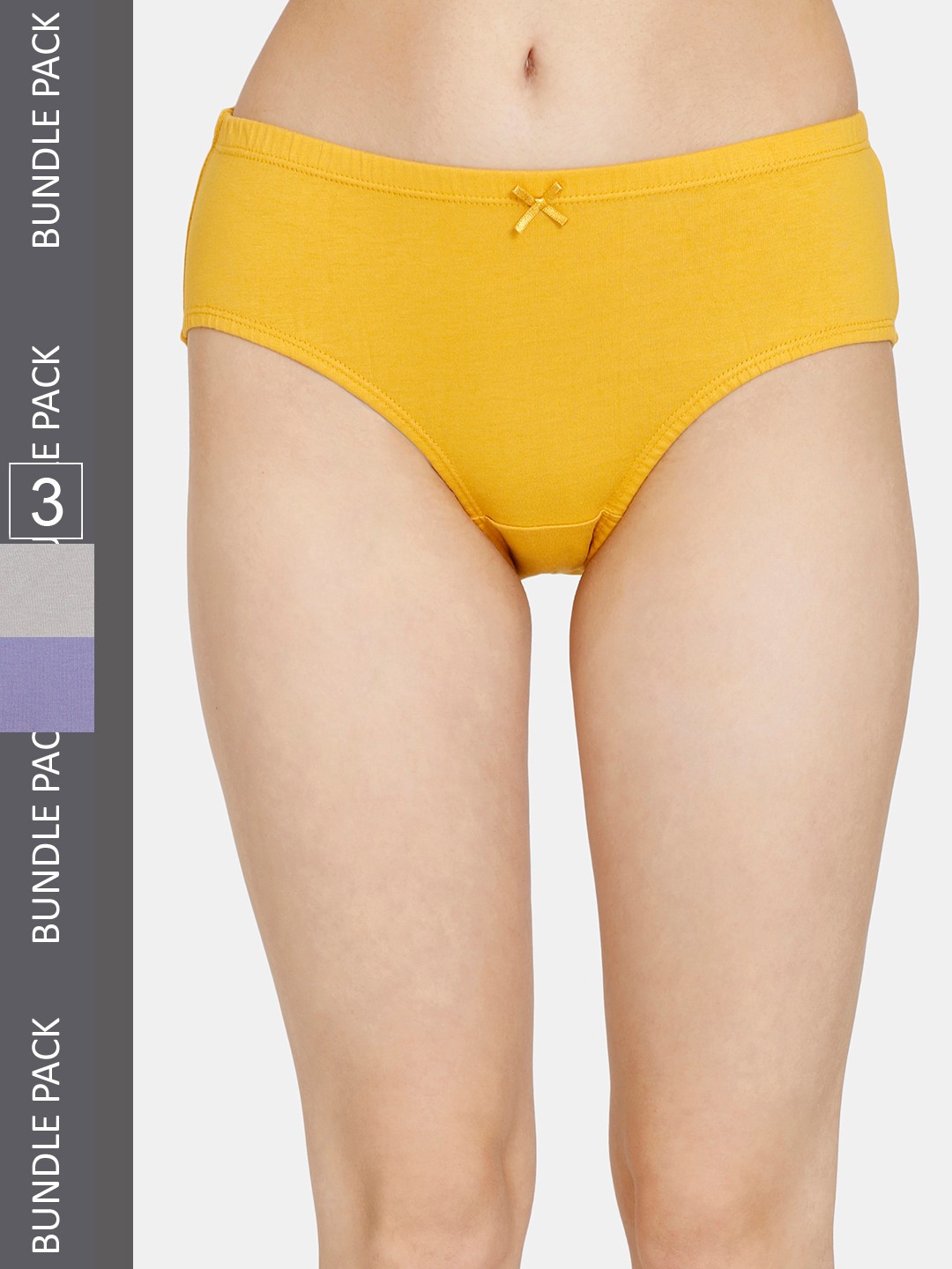 

Rosaline by Zivame Women Pack Of 3 Pure Cotton Hipster Briefs, Grey