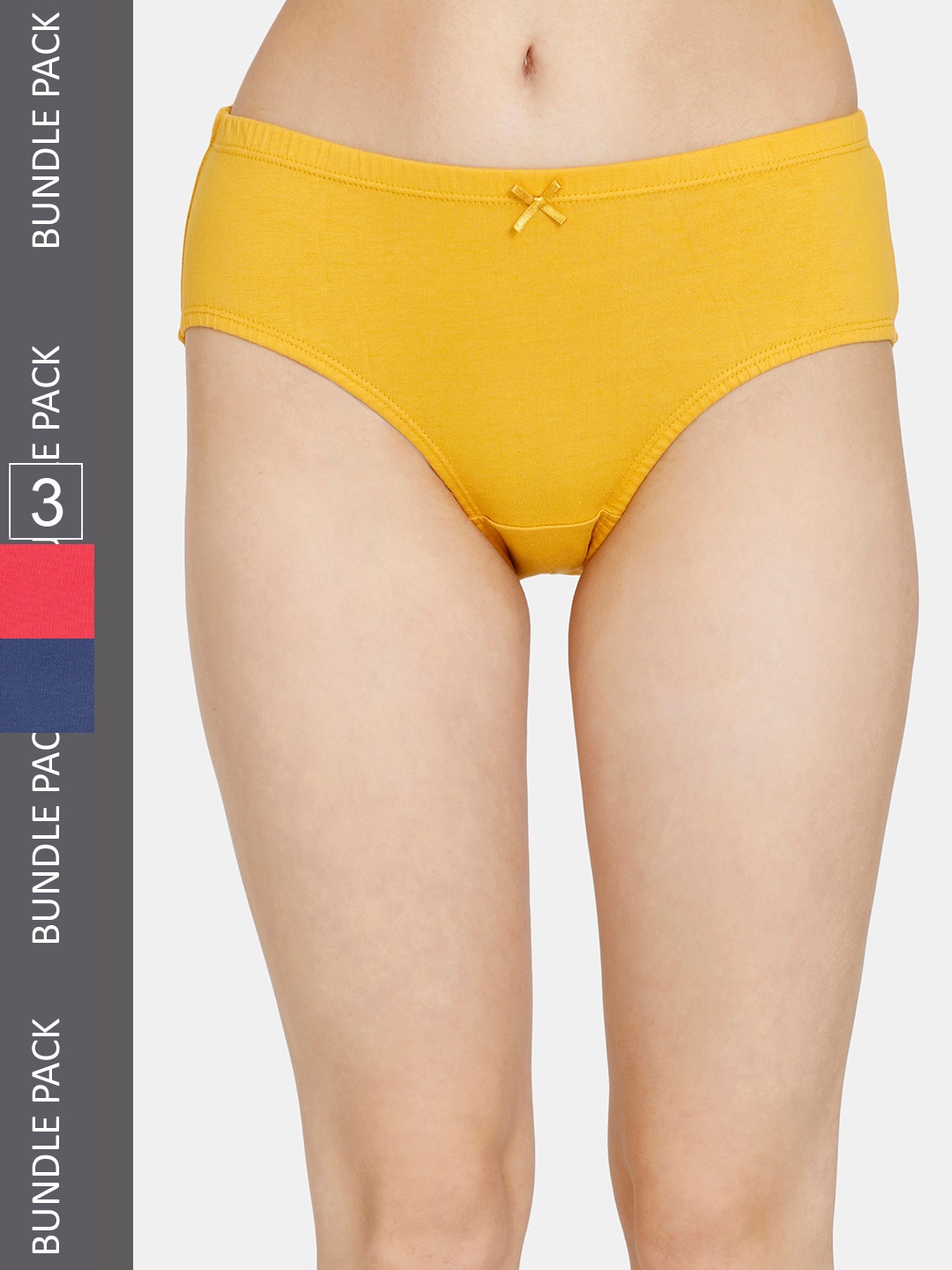 

Rosaline by Zivame Women Pack Of 3 Pure Cotton Hipster Briefs, Yellow