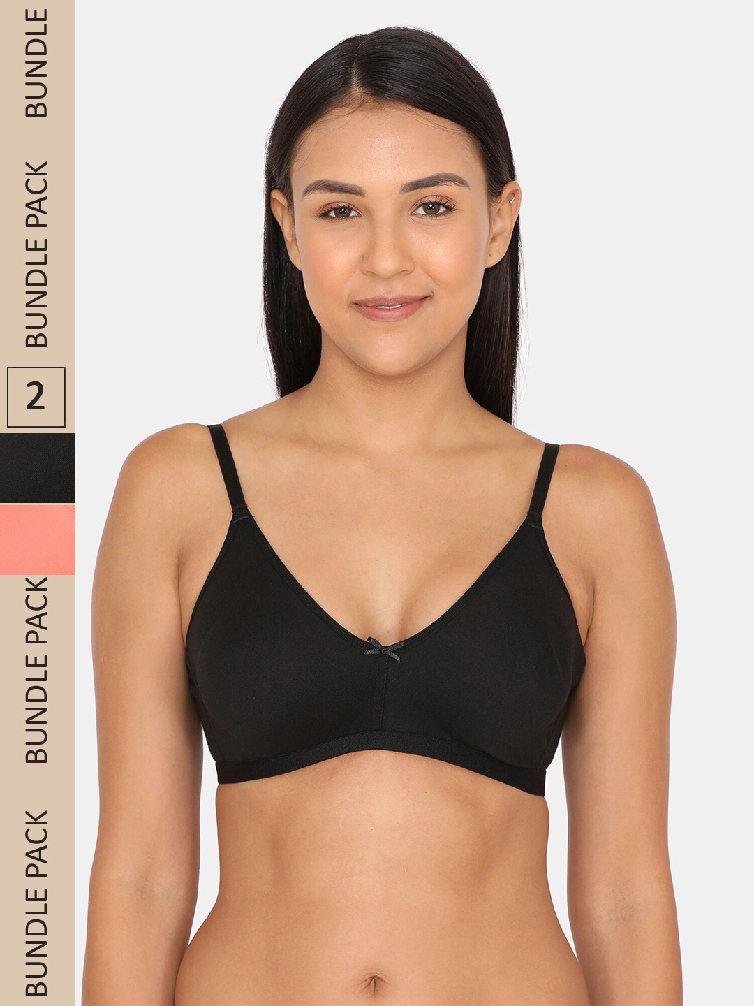 

Rosaline by Zivame Pack Of 2 Super Support Bra, Black