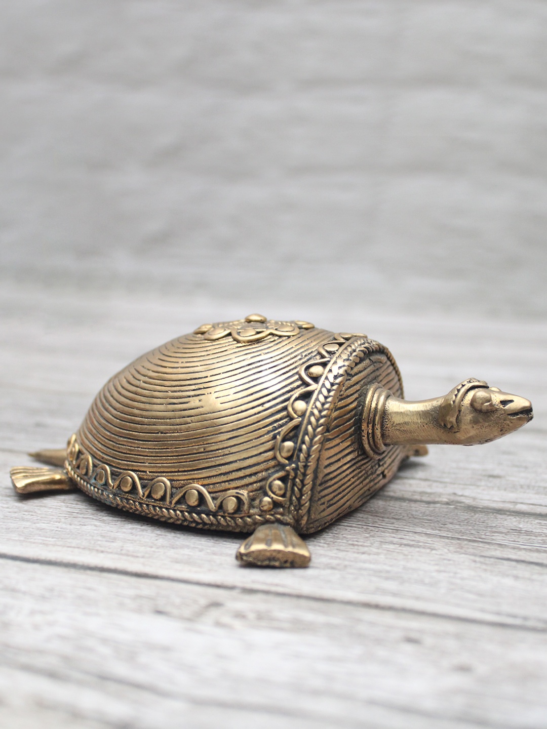 

SHREE KALA HOME DECOR Gold-Toned Textured Dhokra Tortoise Showpieces
