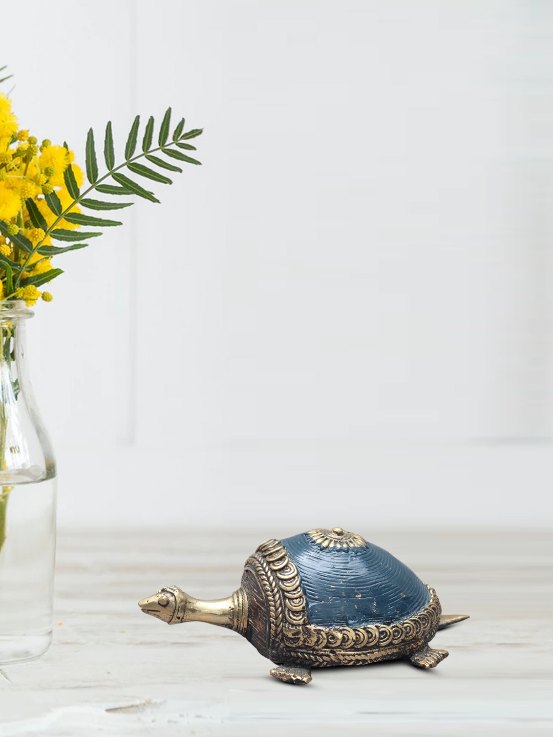 

SHREE KALA HOME DECOR Brass Gold-Toned Dhokra Art Tortoise Showpieces