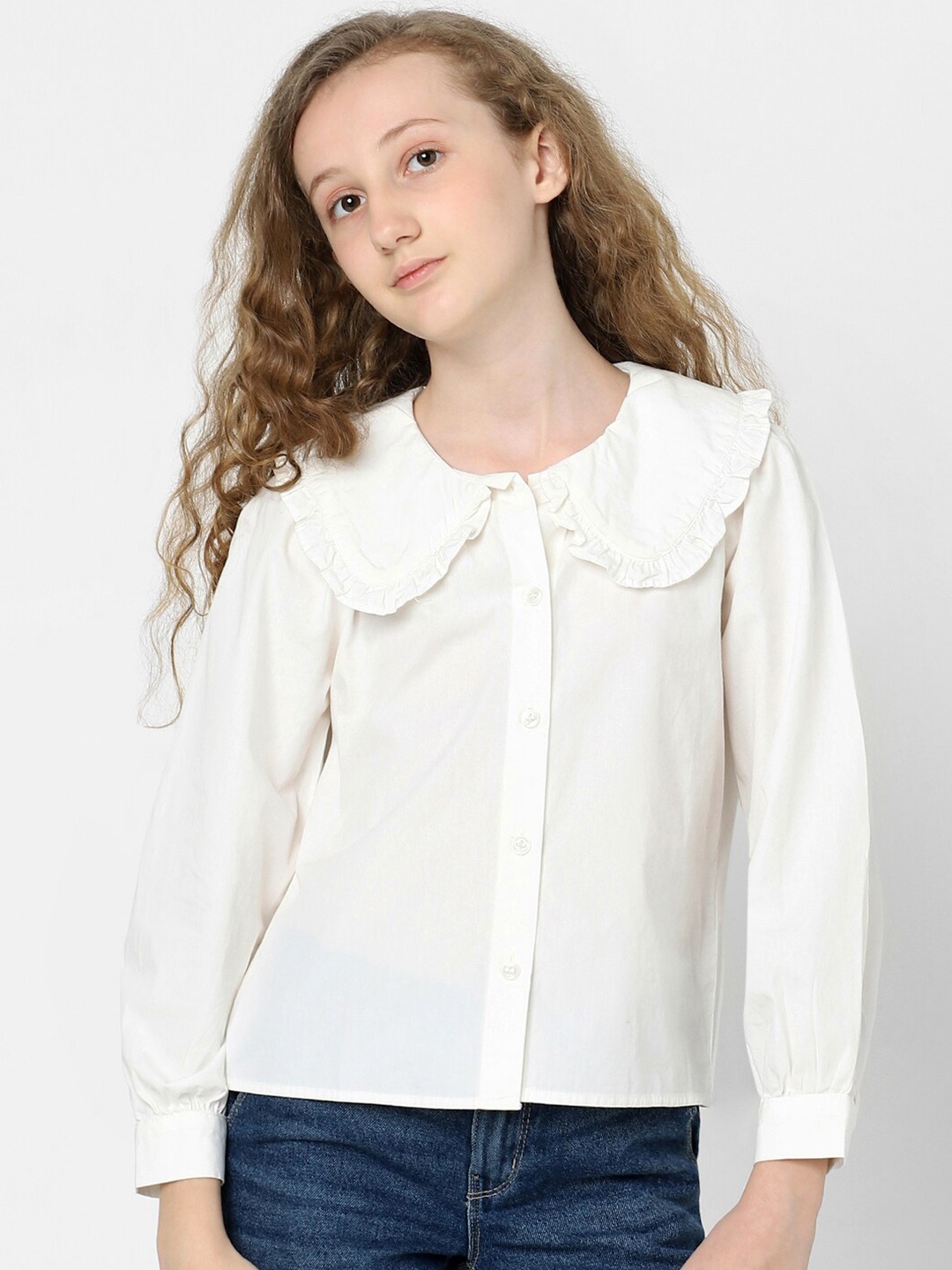 

KIDS ONLY Girls Cotton Casual Shirt, Off white