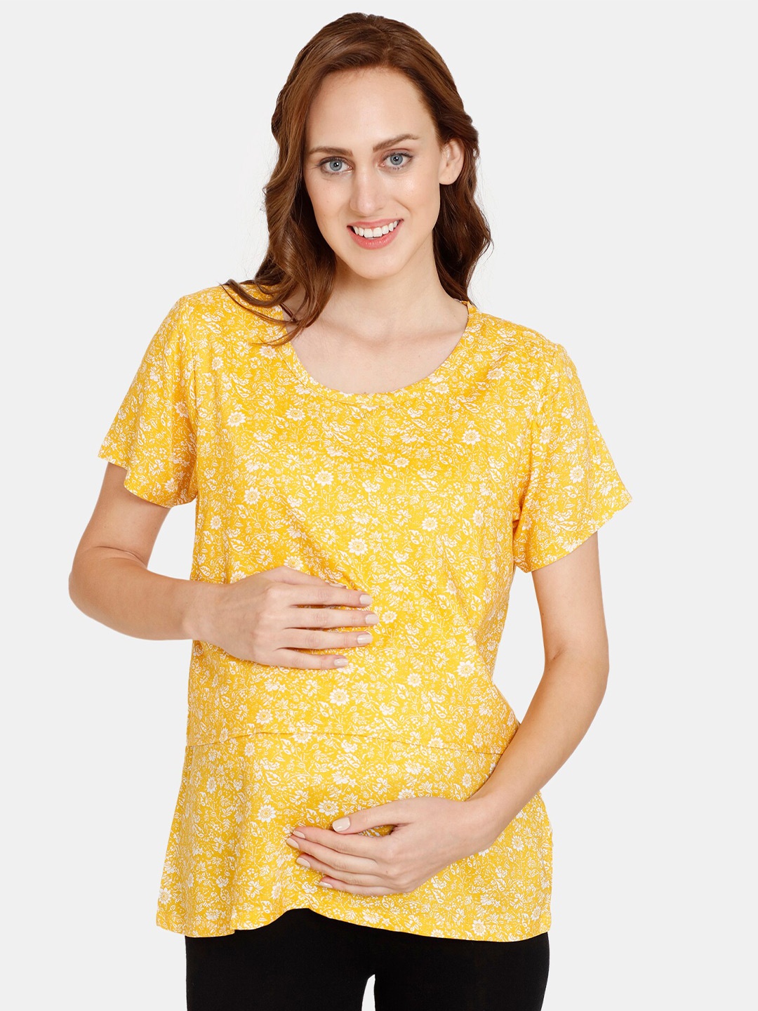 

Coucou by Zivame Floral Printed Maternity Top, Yellow