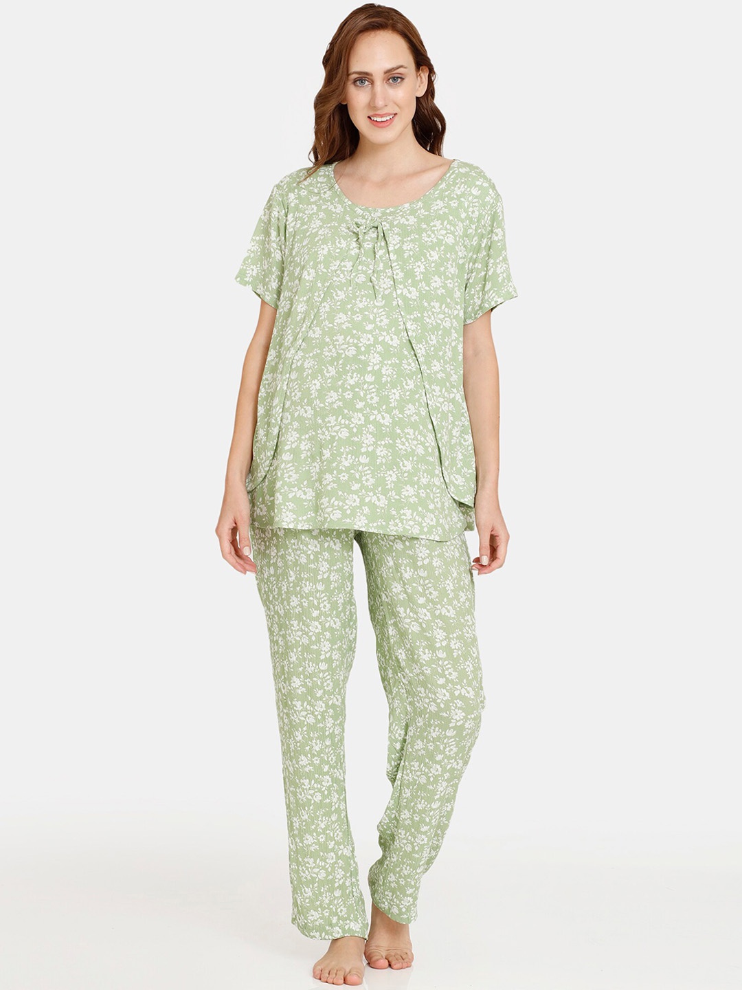 

Coucou by Zivame Floral Printed Night suit, Green