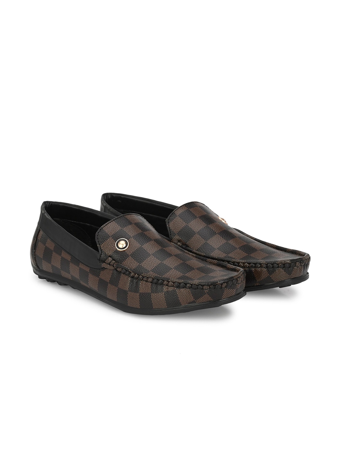 

Azzaro Black Men Printed Loafers, Brown