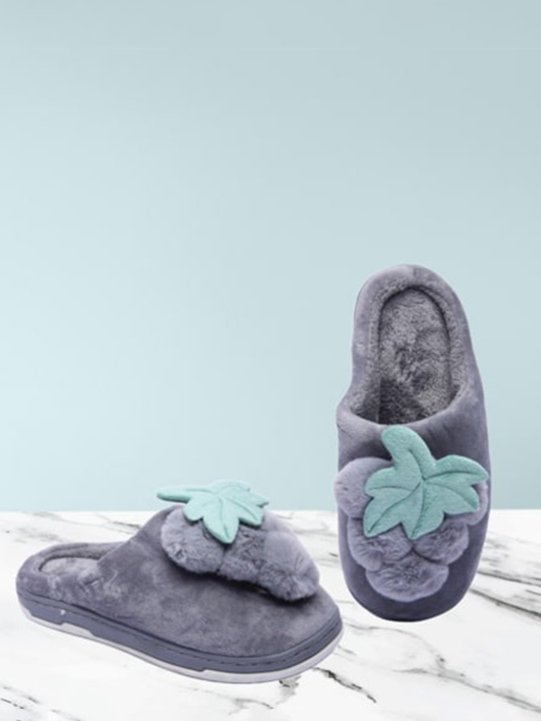 

Brauch Women Self Design Room Slippers, Grey