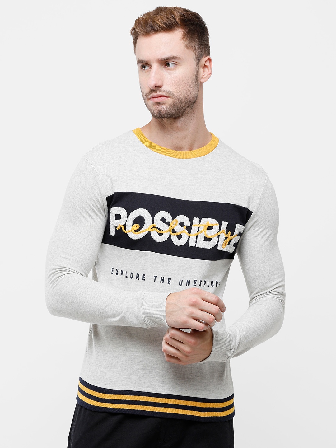 

ARDEUR Men Printed Fleece Sweatshirt, Off white