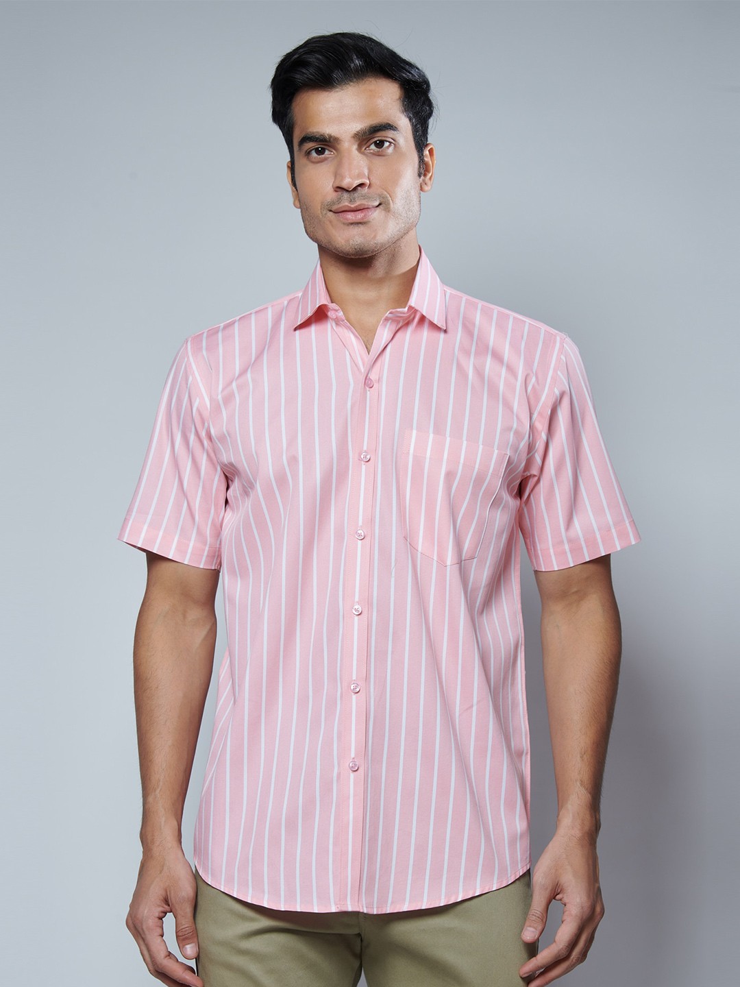 

MARK & ALBERT Men Classic Slim Fit Striped Casual Shirt, Pink