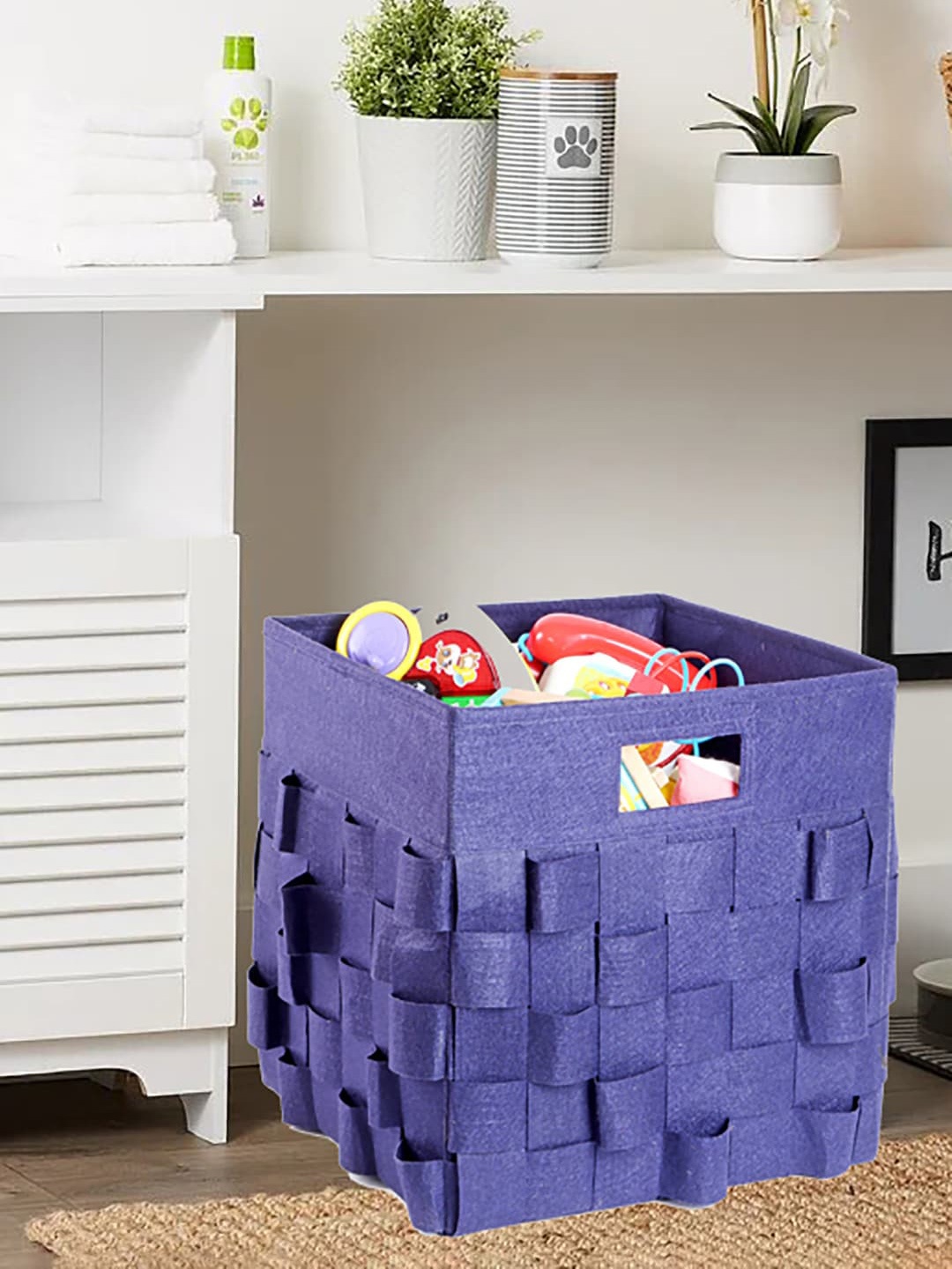 

My Gift Booth Purple Felt Hand Woven Collapsible Storage Cube