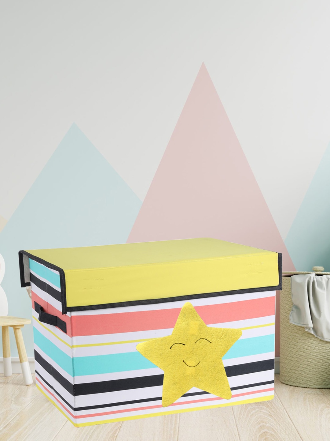 

My Gift Booth Yellow & Blue Striped Reusable Organisers With Lid