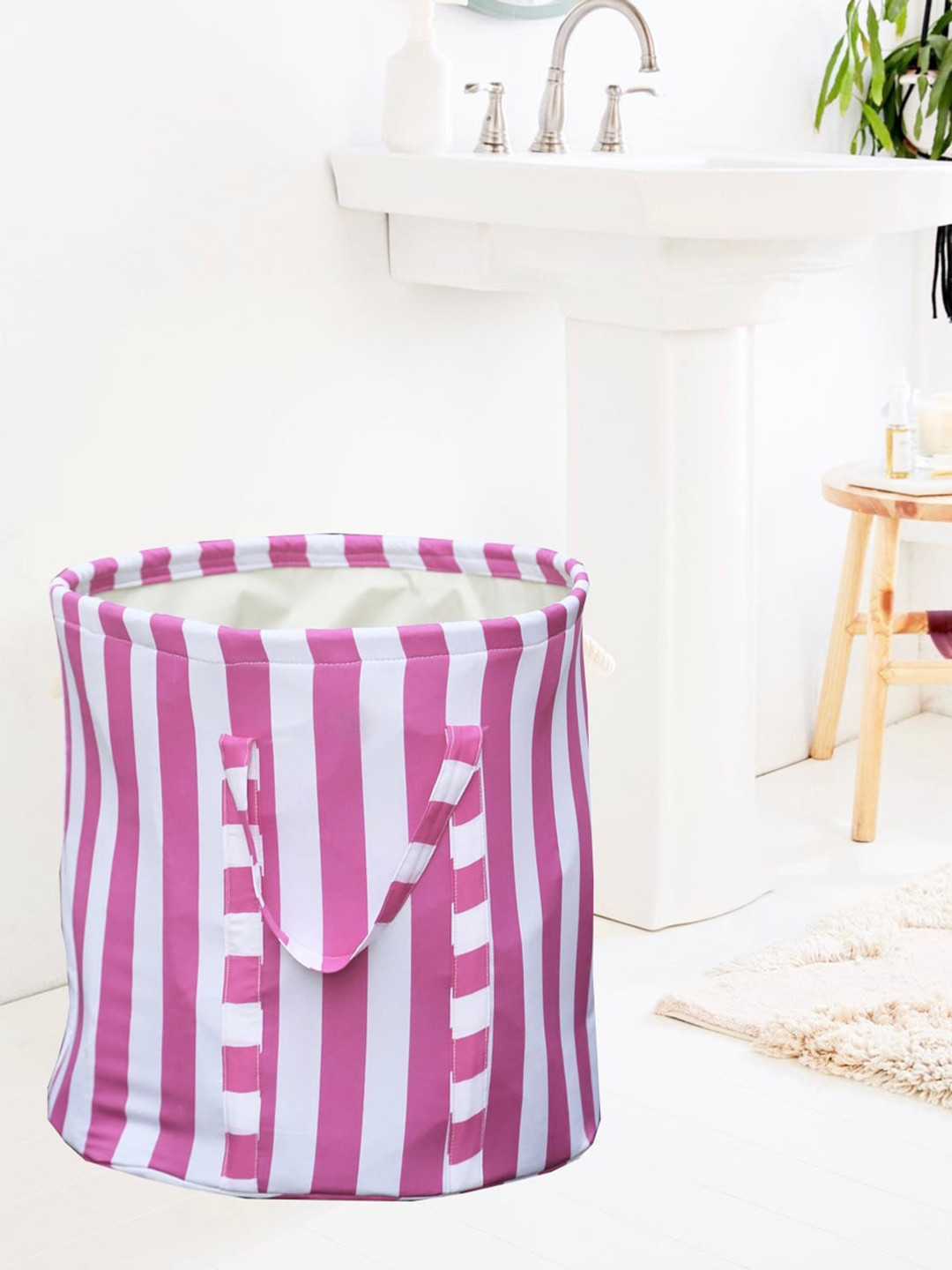 

My Gift Booth Pink & White Striped Reusable Organisers With Side Handle