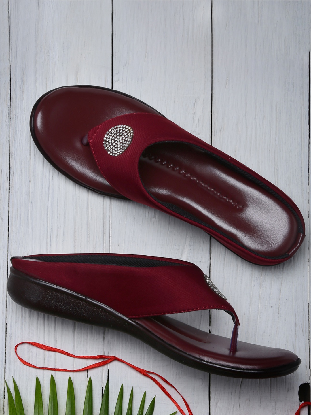

sneakers villa Women Open Toe Flats, Red