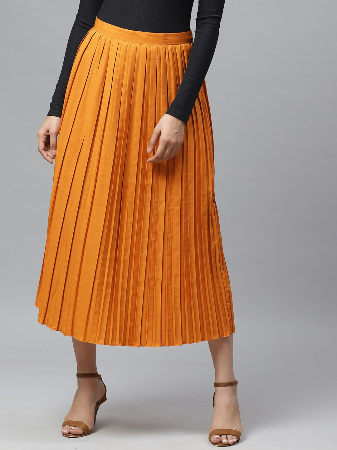 

Ives Pleated Midi-Length Accordion Pleated Skirt, Orange