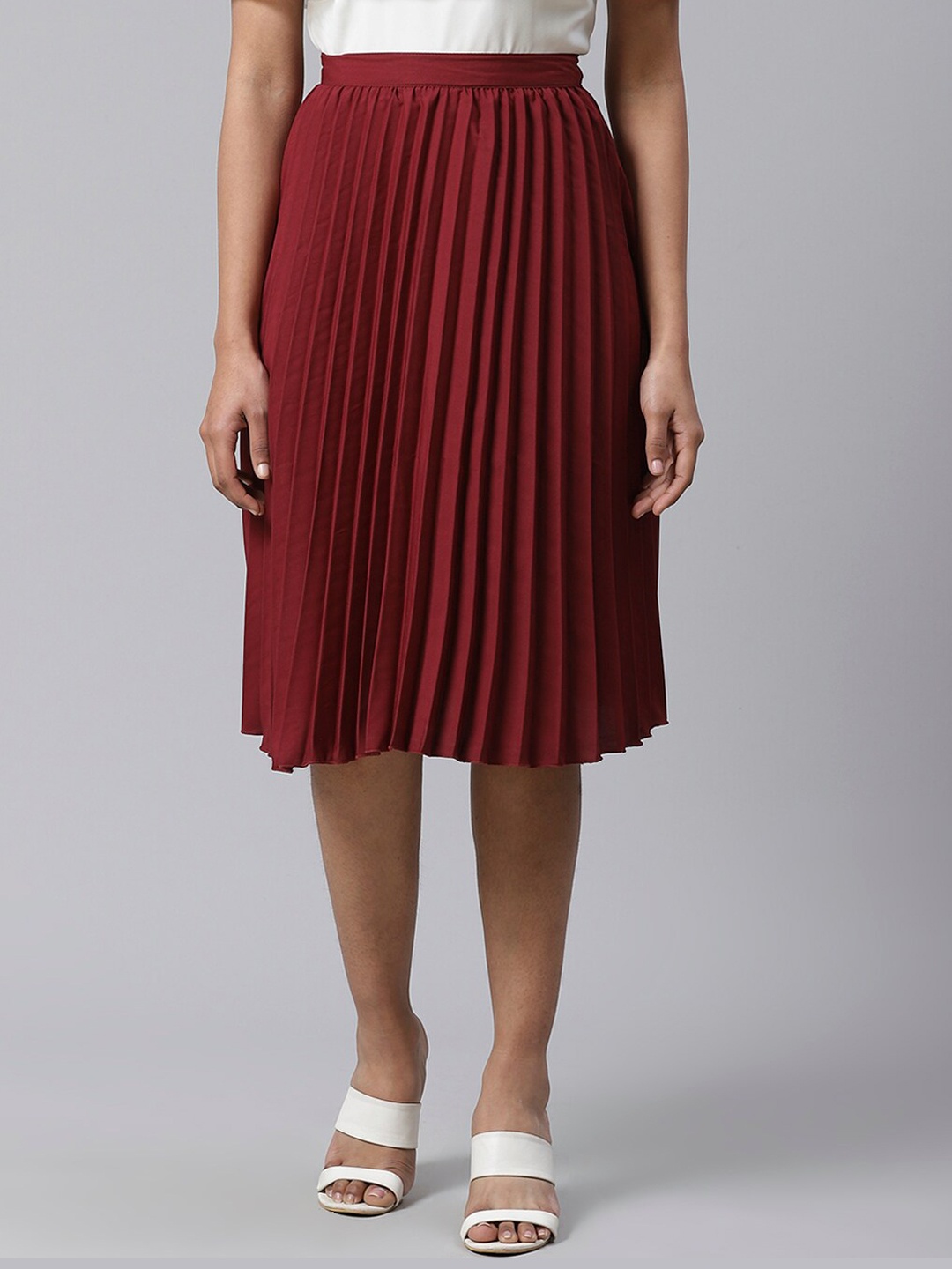 

Ives Accordion Pleats A-Line Skirts, Maroon