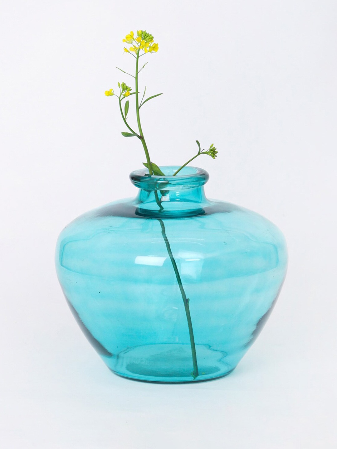 

Fabindia Nila Blue Textured Glass Flower Vase
