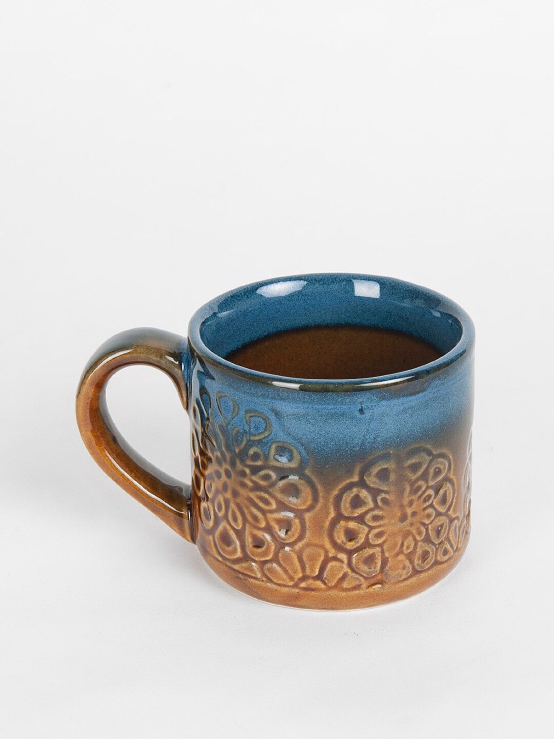 

Fabindia Brown & Blue Blue Blue Printed Stoneware Glossy Mugs Set of Cups and Mugs