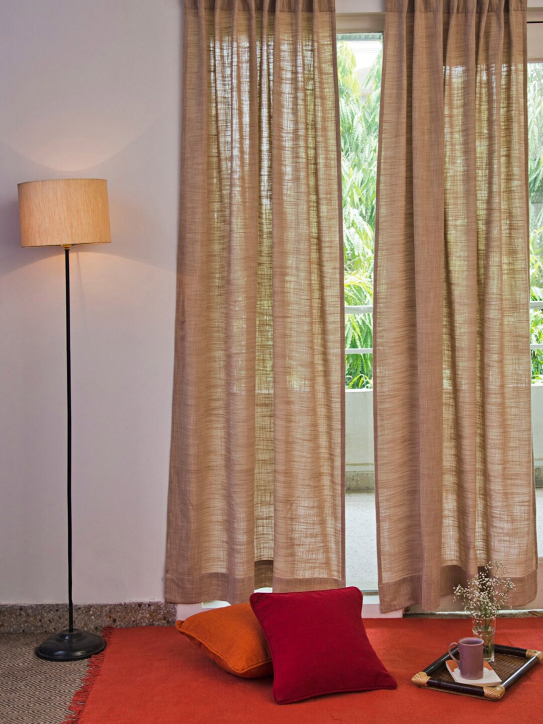 

Fabindia Nalika Brown Cotton Window Curtain
