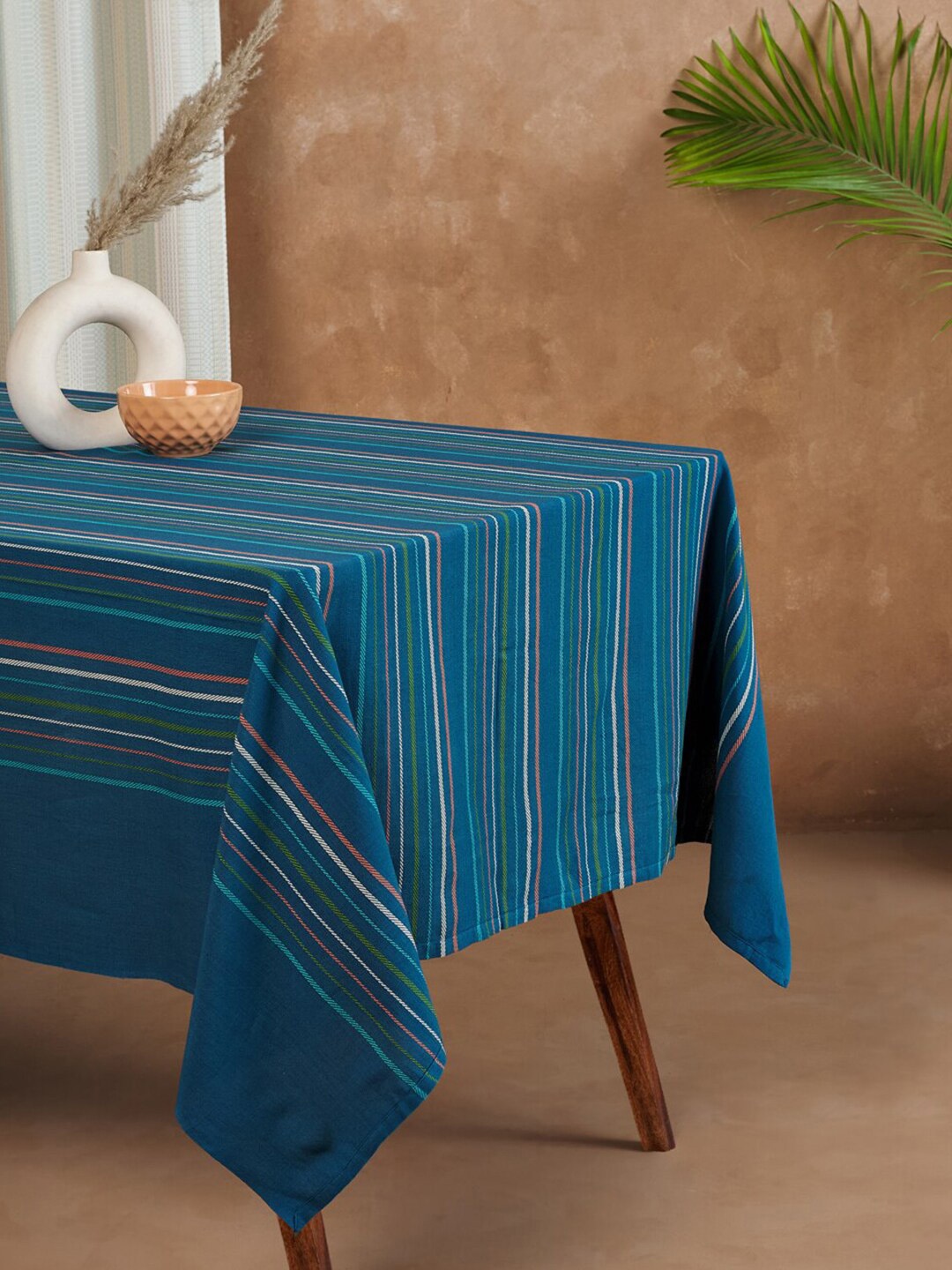 

Fabindia Idika Blue & White Striped Cotton Woven Table Cover