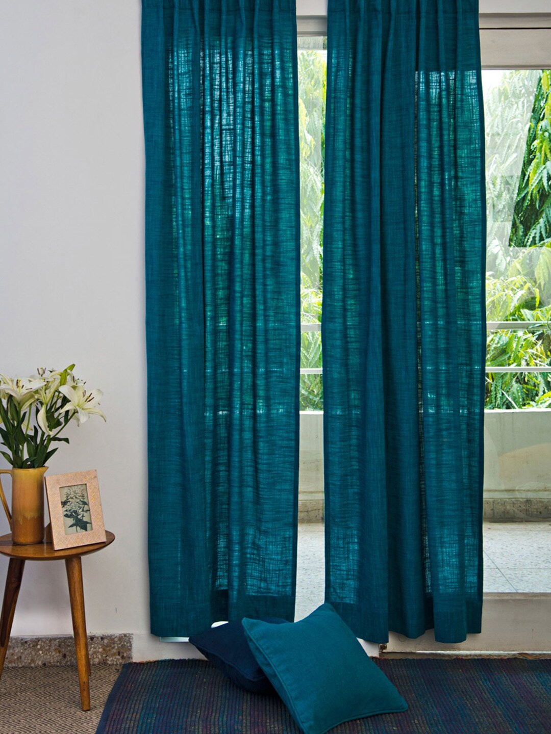 

Fabindia Nalika Teal Green Cotton Window Curtain