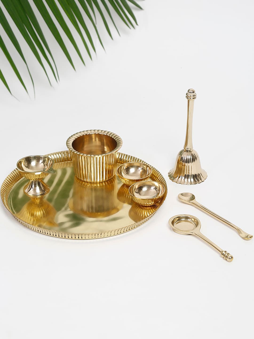 

Fabindia Gold-Toned Brass Puja Thali Set