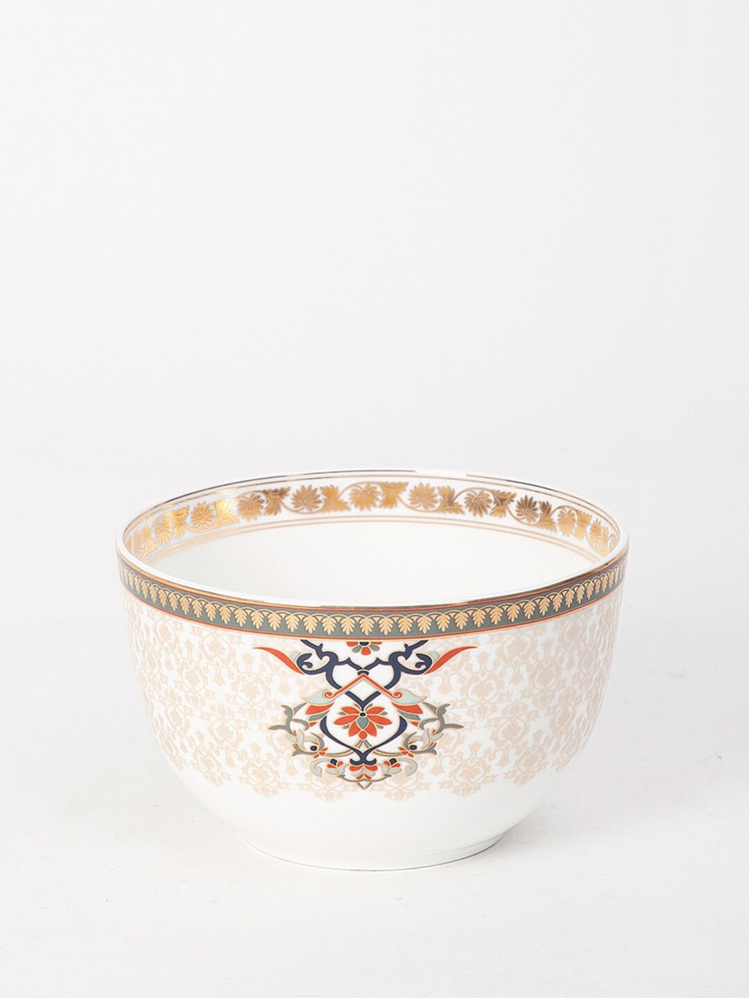 

Fabindia Jodhaa White & Red Floral Printed Bone China Matte Serving Bowl
