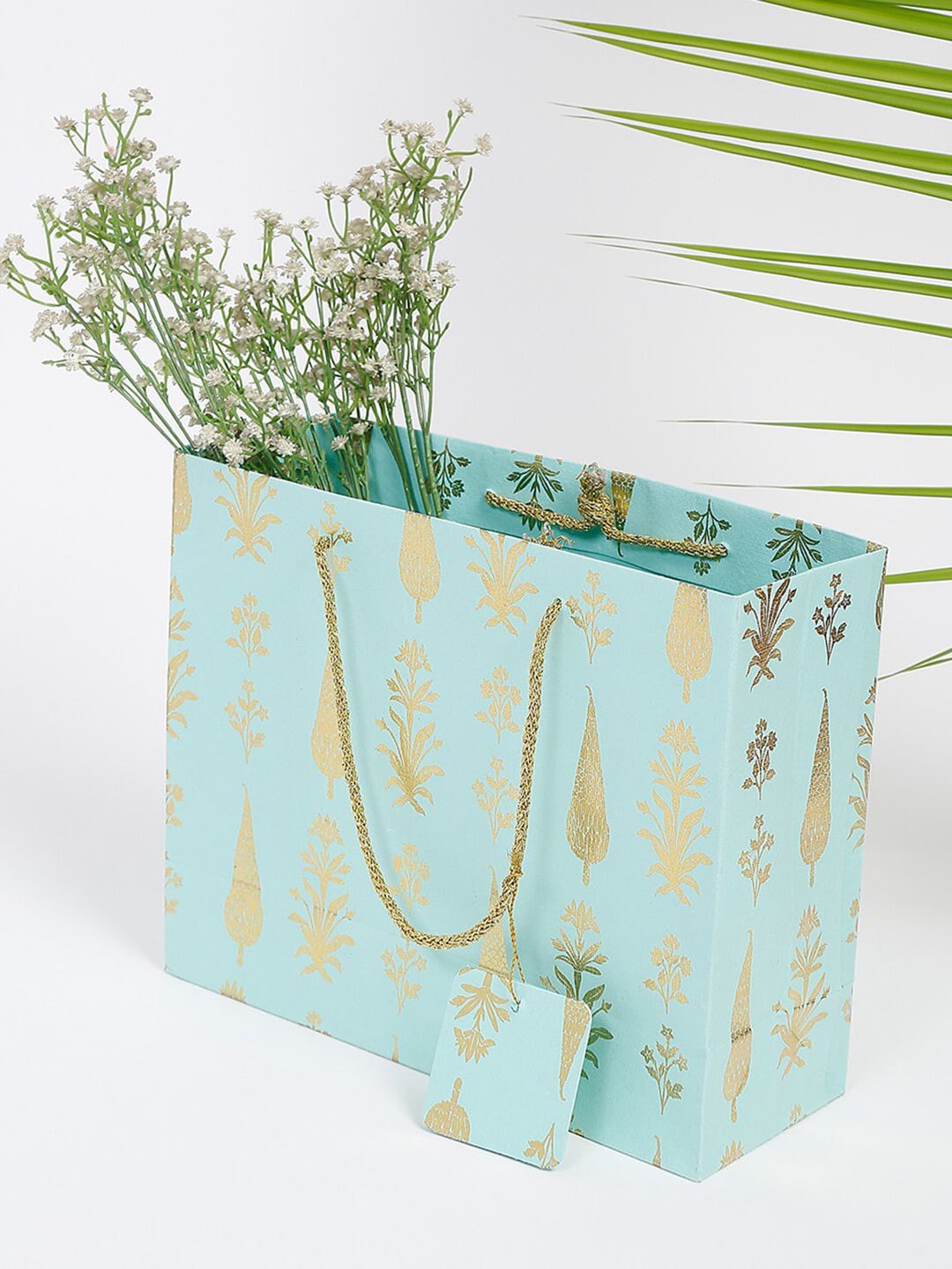 

Fabindia Iznik Blue Printed Wide Top Paper Bag