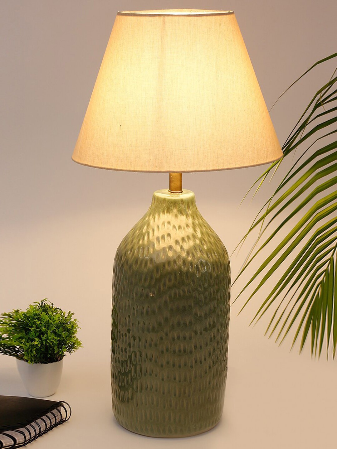 

Fabindia Basic Beige & Green Acrylic Table Lampshade