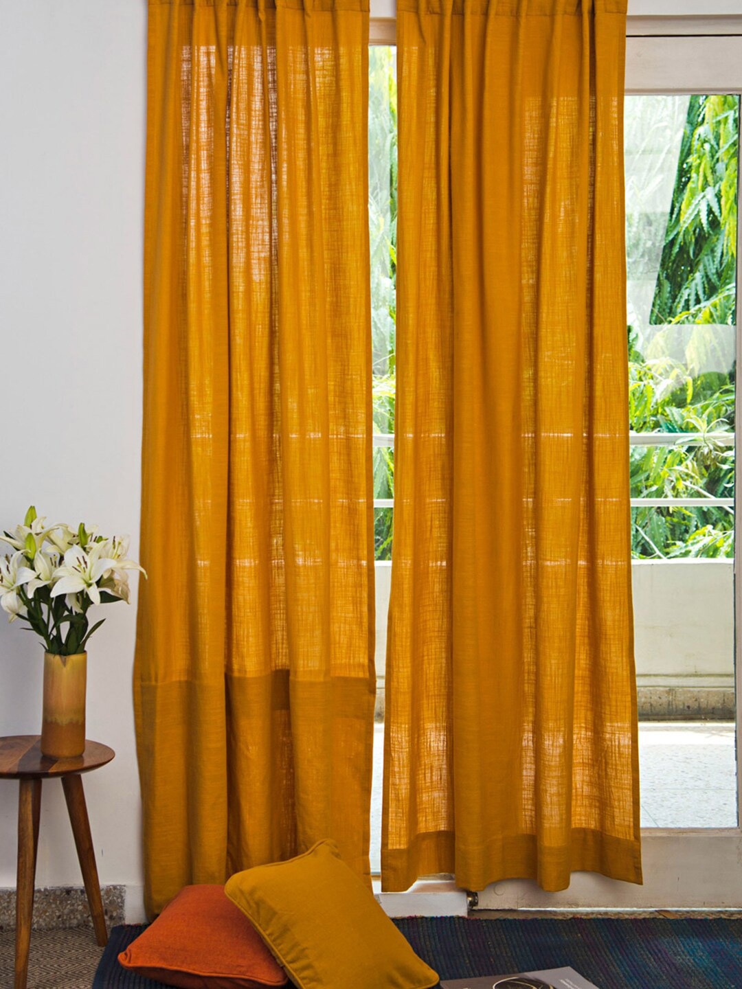 

Fabindia Nalika Mustard Yellow Cotton Window Curtain