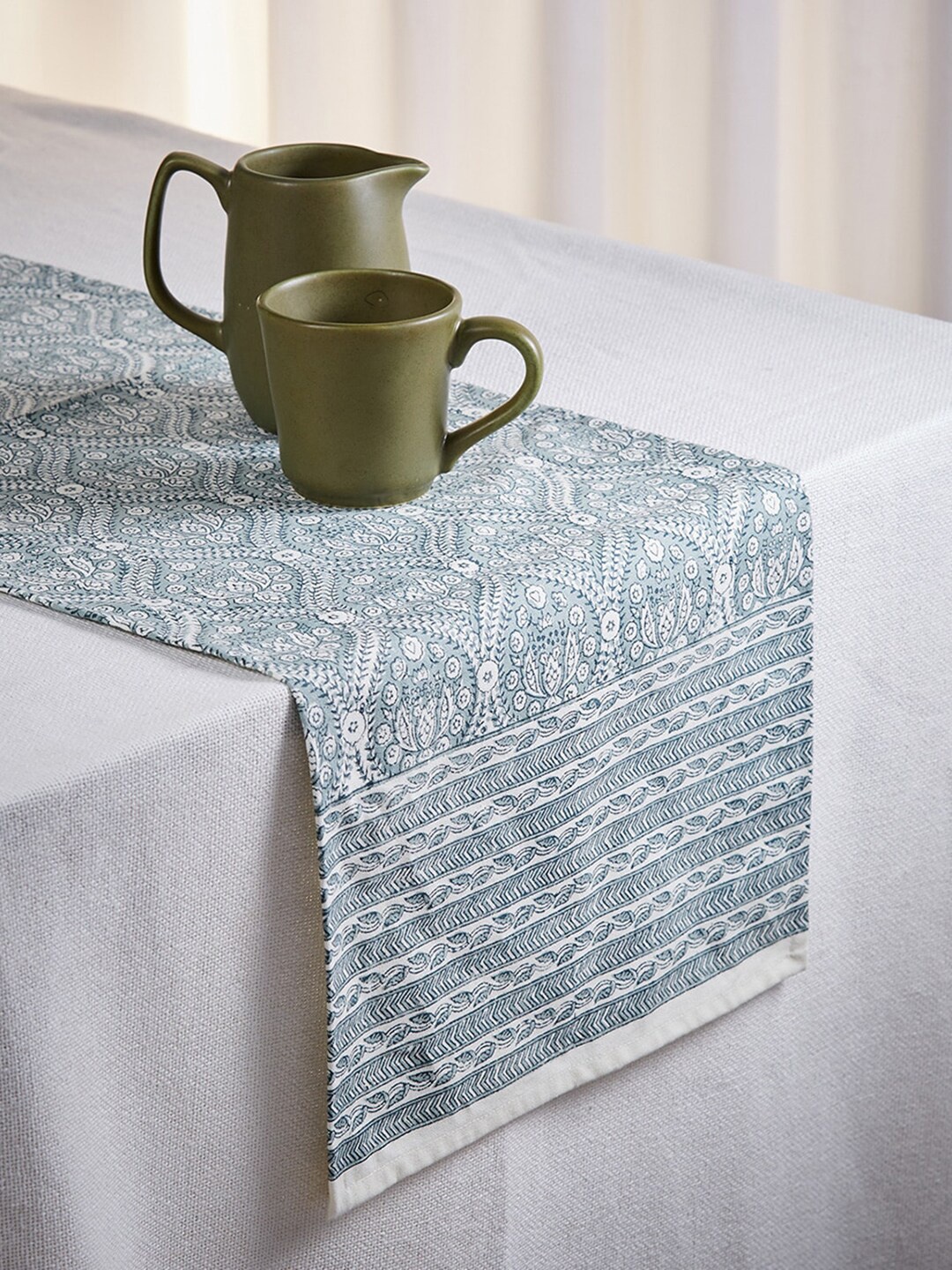 

Fabindia Blue Printed Cotton Table Cover