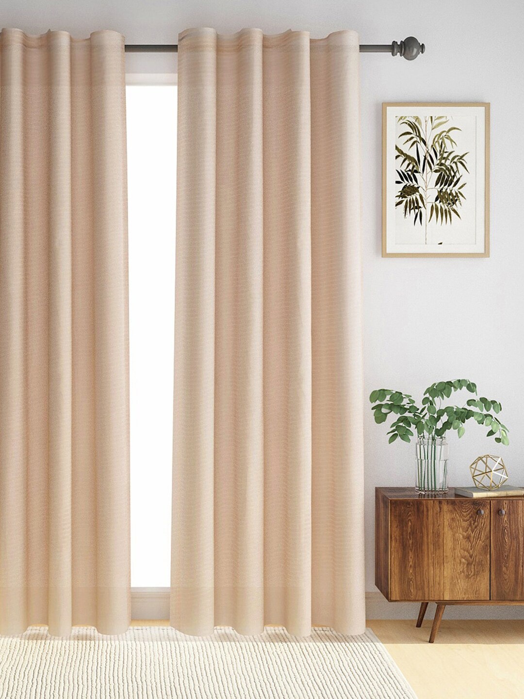 

Fabindia Aangan Peach & White Striped Cotton Door Curtain