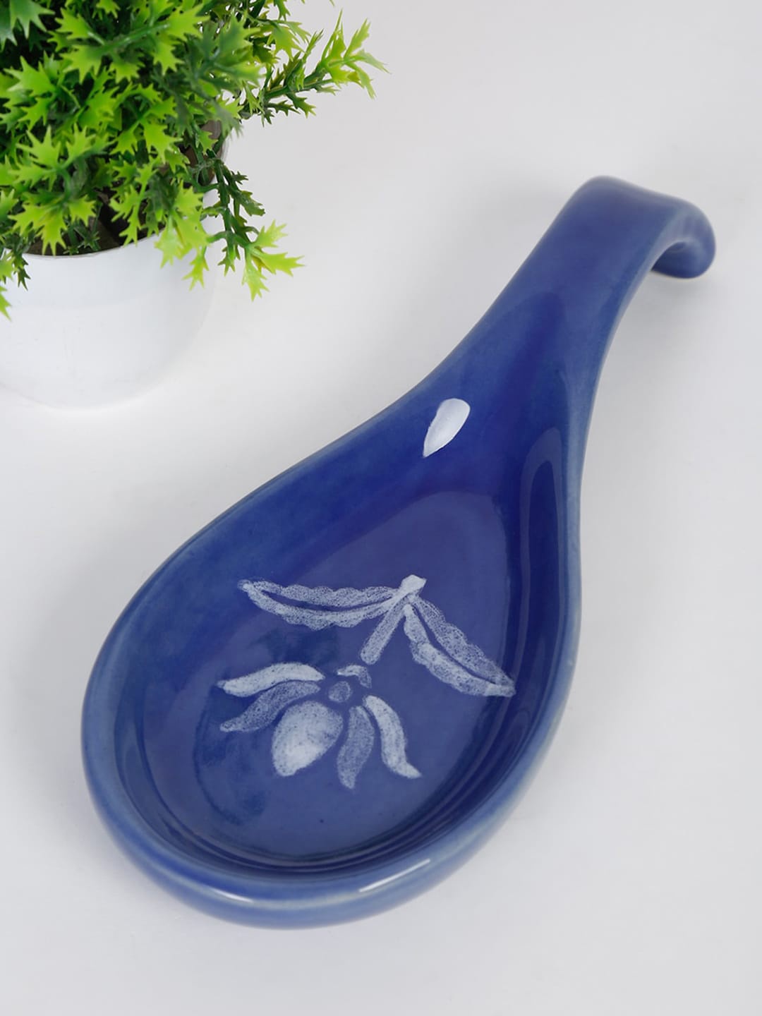 

Fabindia Blue Flower Printed Zahra Spoon Rest