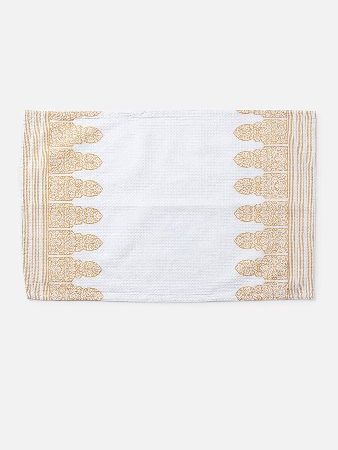 

Fabindia Printed GSM 170 Cotton Hand Towel, White