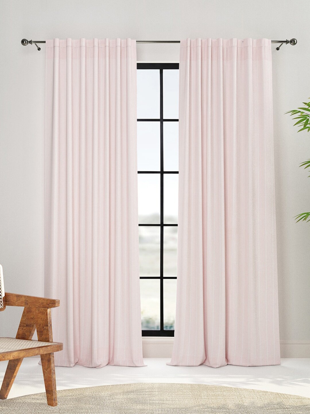 

Fabindia Vardnia Gohar Pink & White Striped Cotton Window Curtain