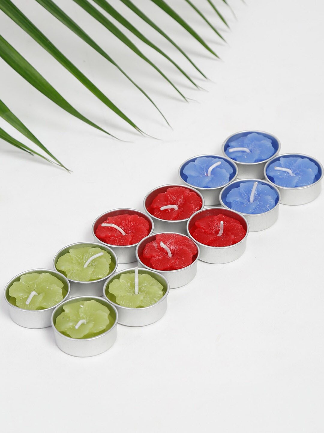 

Fabindia Ijara Set Of 12 Flower T-Lite Candles, Green