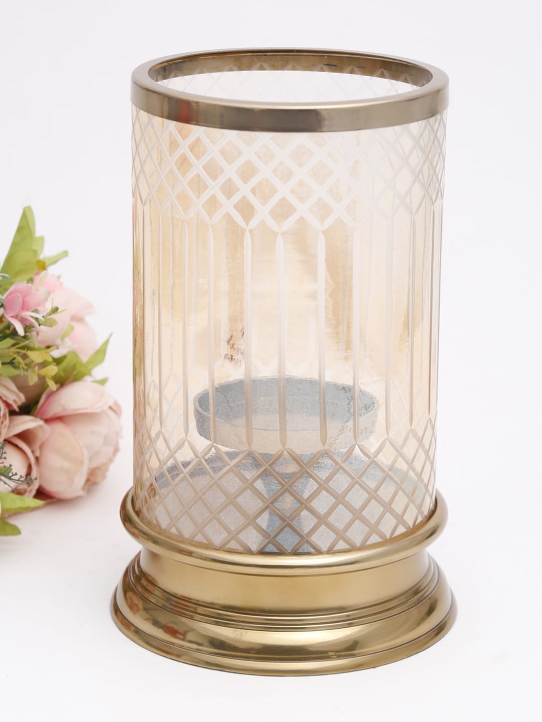 

Fabindia Taani Etched Gold-Toned Small Hurricane Holders
