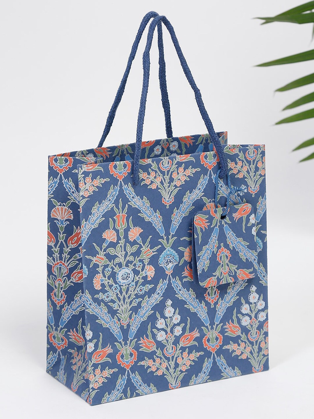 

Fabindia Sevantika Wide-Top Paper Bag, Blue